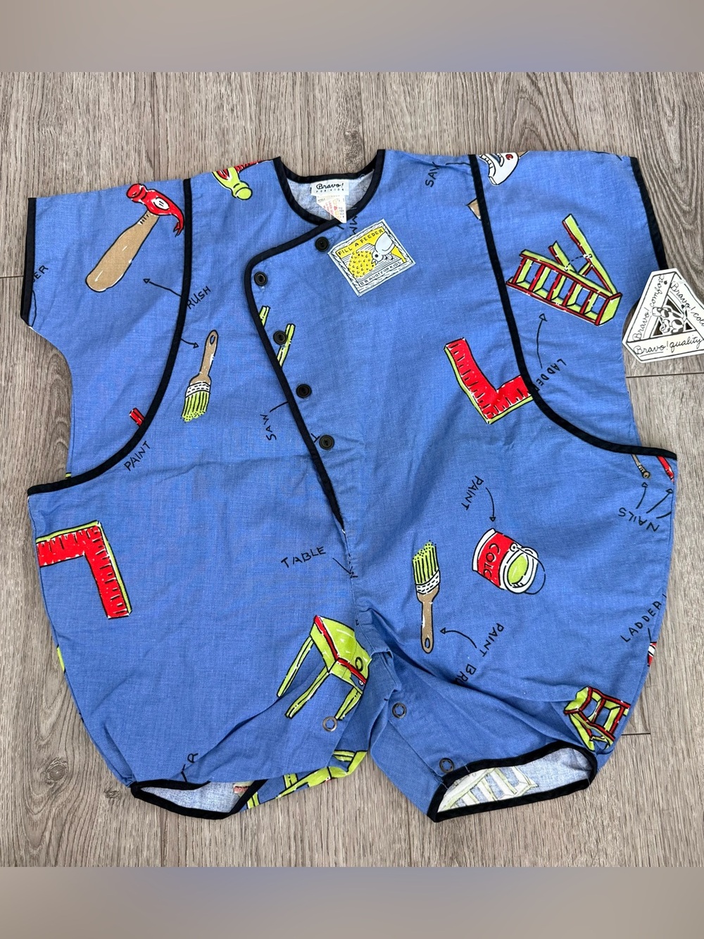 Vintage Blue Painter Print Bravo Baby Romper size 12 month